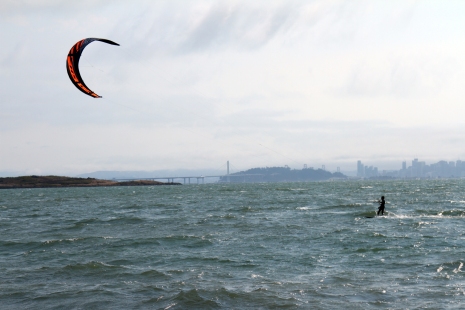 I enjoyed watching the kite-surfers fly through the waves